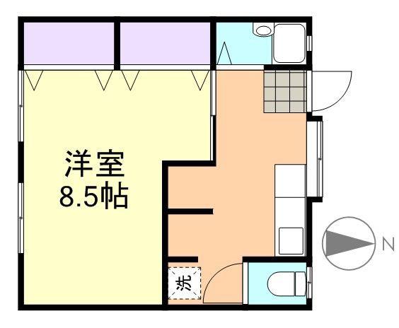 向陽荘 西棟(1K/2階)の間取り写真