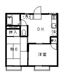 メゾンフォンティーヌ A棟(2DK/2階)の間取り写真