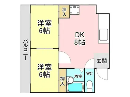 シャトレ別院III(2DK/3階)の間取り写真