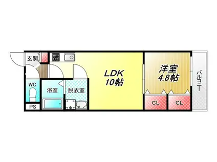 BADGE TOMOI EST III(1LDK/3階)の間取り写真