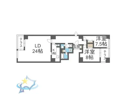 エルミタージュユリ(2LDK/4階)の間取り写真