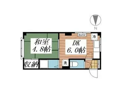 マンション白樺(1DK/2階)の間取り写真