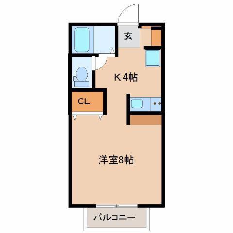 プレジール月見ヶ丘(1K/1階)の間取り写真