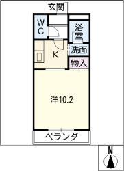 ウェンディB(1K/1階)の間取り写真