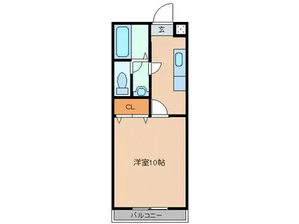 カームテラス御幸B(1K/3階)の間取り写真