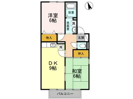 ニューセジュール畑中(2DK/2階)の間取り写真