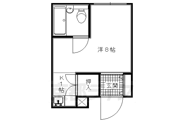 宮の東ハイツ(ワンルーム/1階)の間取り写真