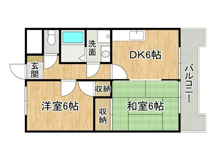 ボヌールM(2DK/3階)の間取り写真