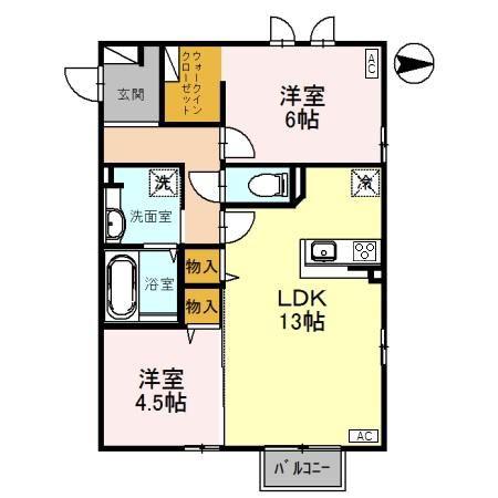ESPOIR7(2LDK/1階)の間取り写真