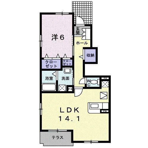 エレガント上青山(1LDK/1階)の間取り写真