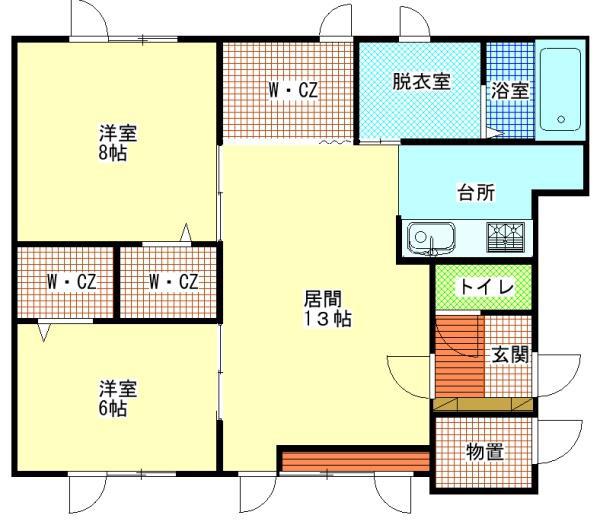 ＪＲ富良野線 旭川駅 徒歩44分 2階建 築17年(2LDK/2階)の間取り写真