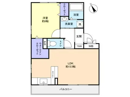 クレソン(1LDK/1階)の間取り写真