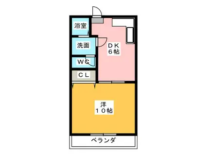 パインコーポ壱番館(1DK/1階)の間取り写真