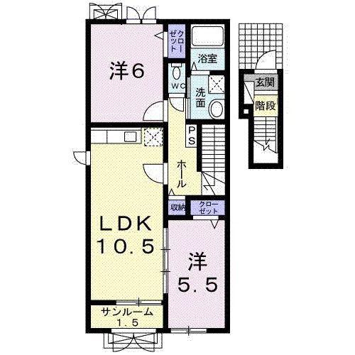 チェリーレ(2LDK/2階)の間取り写真