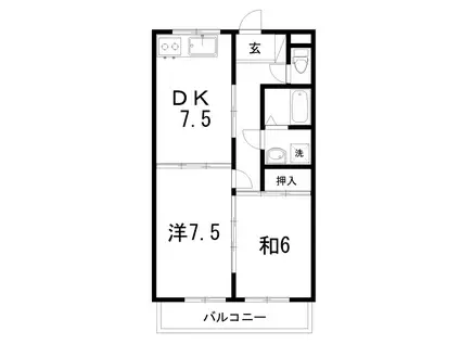 あざみのスクエアII(2DK/4階)の間取り写真