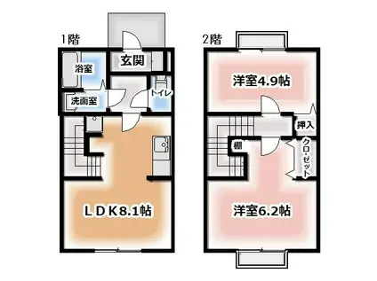 前河原コーポ(2LDK/1階)の間取り写真