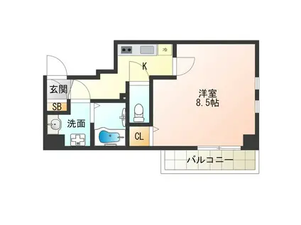 ユーシン福島(1K/5階)の間取り写真