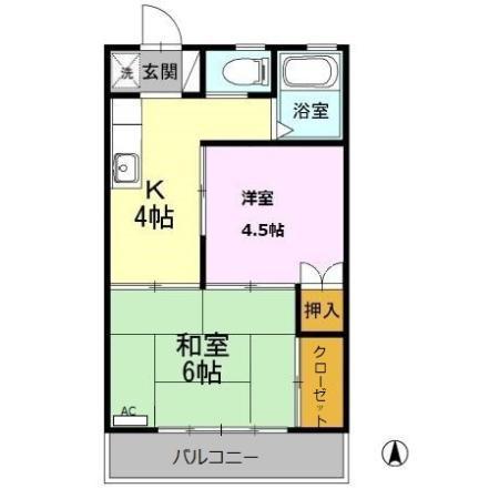 ビラシャングリラ(2K/2階)の間取り写真