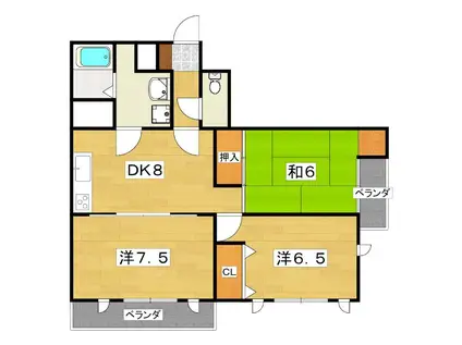 ヒルズシティ寝屋川(3DK/6階)の間取り写真