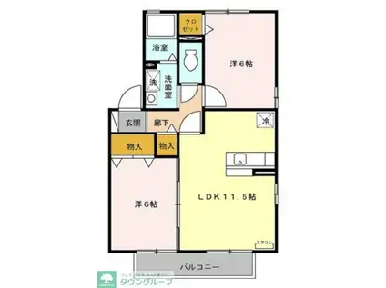 フェニックスF(2LDK/1階)の間取り写真