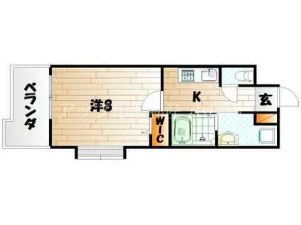 ザ・レジデンス香春口三萩野駅前(1K/6階)の間取り写真