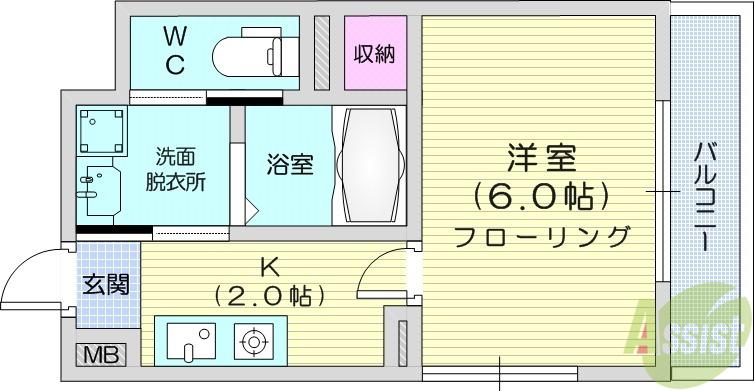 LIBRA COURT苦竹(1K/1階)の間取り写真