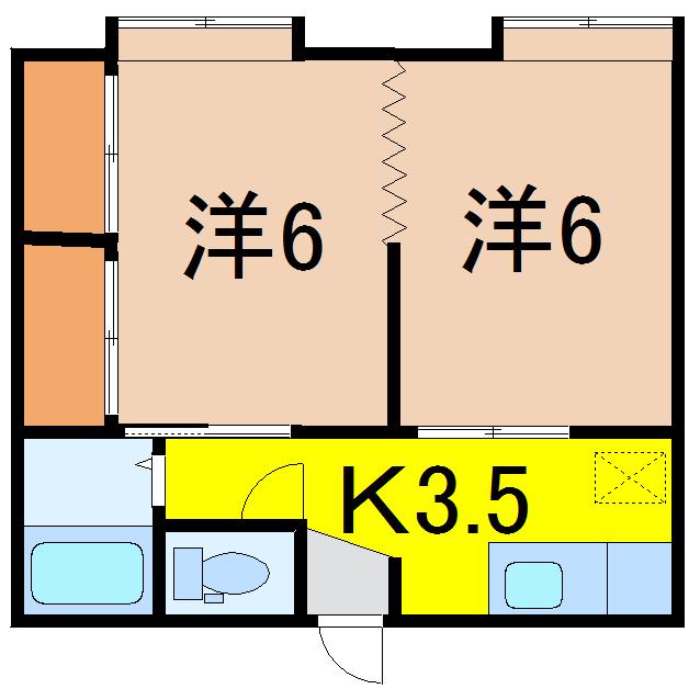 ニューパレス(2K/2階)の間取り写真