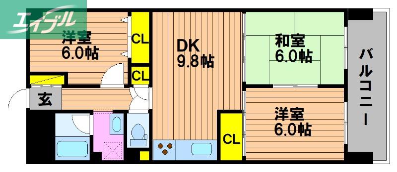 コープ野村京山(3LDK/2階)の間取り写真