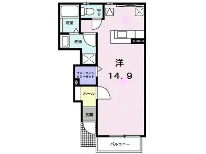 プレーヌ・ロジュマン(ワンルーム/1階)の間取り写真