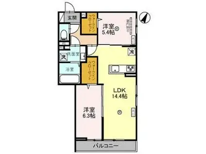 アグレアーブル立花(2LDK/1階)の間取り写真