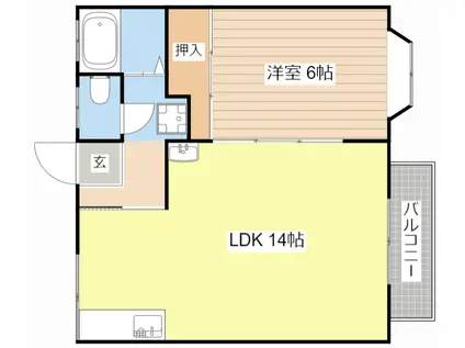 ジュノス唐崎(1LDK/1階)の間取り写真