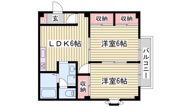レジデンス北新在家(2DK/1階)の間取り写真