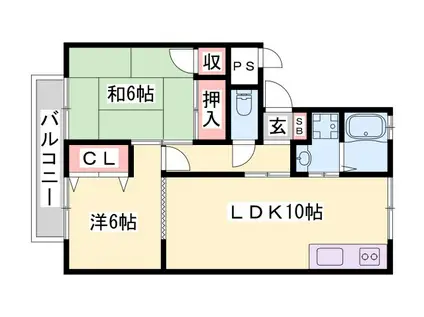 パークサイドツクダ(2LDK/2階)の間取り写真