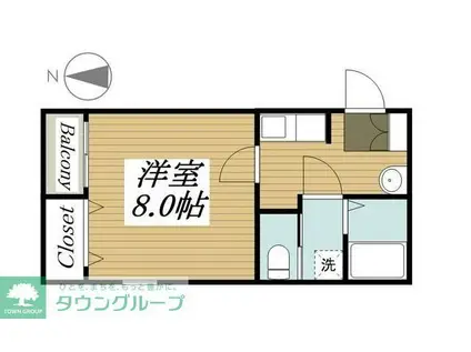 フォレストみのり台(1K/2階)の間取り写真