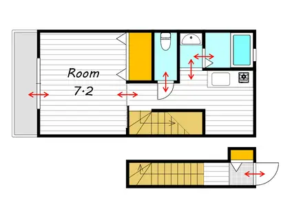 フルーリー中撫川 B棟(1K/2階)の間取り写真