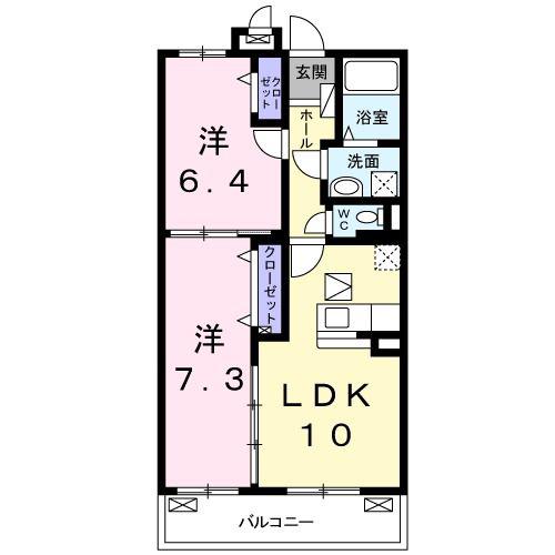 ポンドール(2LDK/1階)の間取り写真