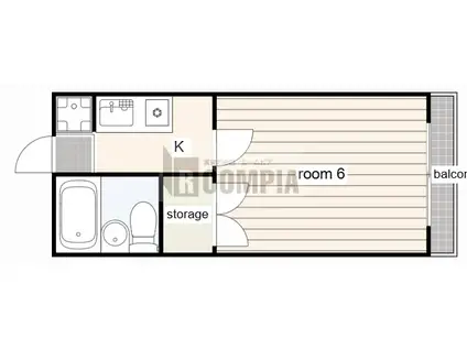 アジョイン日光 A棟(1K/2階)の間取り写真