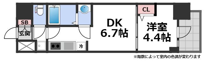 プレサンスOSAKA東成中本ハーヴィル(1DK/5階)の間取り写真