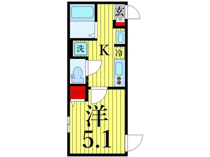 フィオーレ栗原(1K/1階)の間取り写真