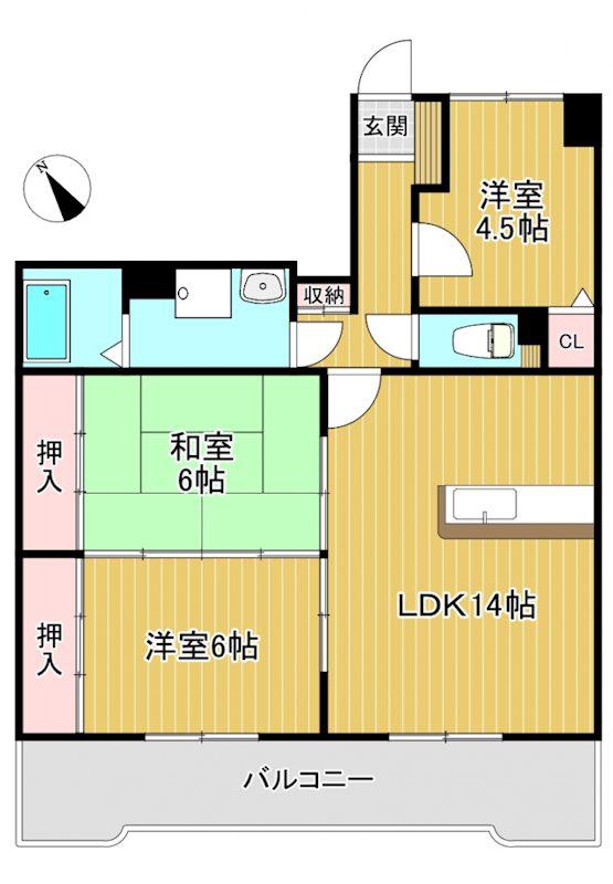 リアライズ到津(3LDK/2階)の間取り写真