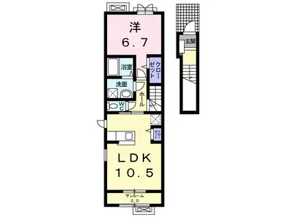 レクサス野村(1LDK/2階)の間取り写真