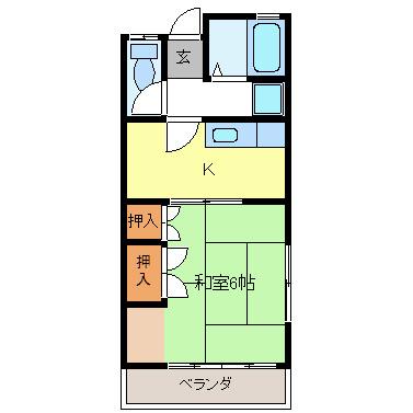 ハウス深山(1K/1階)の間取り写真