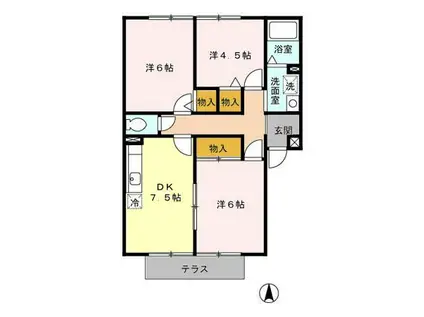 パセオみずほ台(3DK/1階)の間取り写真