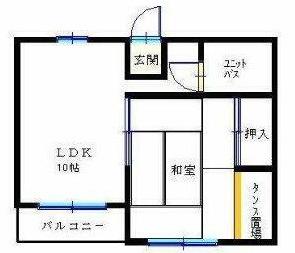 徳毛ビル(1LDK/3階)の間取り写真