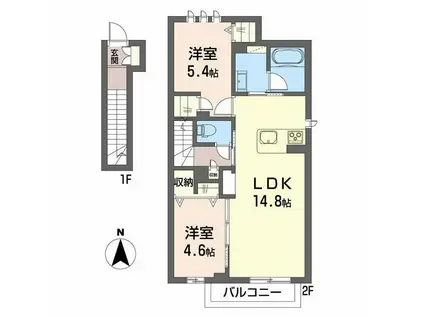 シティプラザ青森C棟(2LDK/2階)の間取り写真