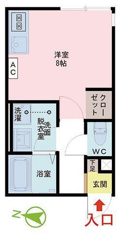 フライハイト二の宮(ワンルーム/1階)の間取り写真