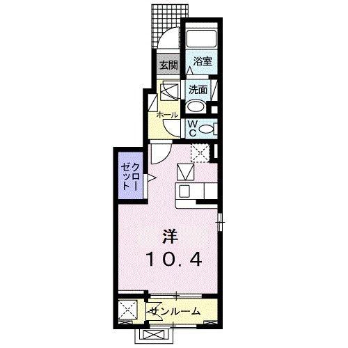 ＪＲ奥羽本線 東根駅 徒歩25分 2階建 築4年(ワンルーム/1階)の間取り写真