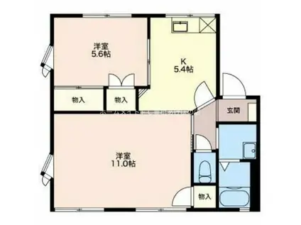 サンシャトー如月(2DK/1階)の間取り写真