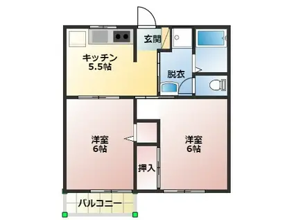 アドヴァンスB(2DK/2階)の間取り写真