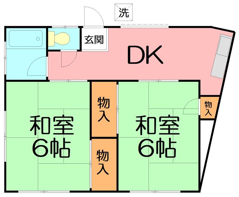 第二浜美荘(2K/1階)の間取り写真